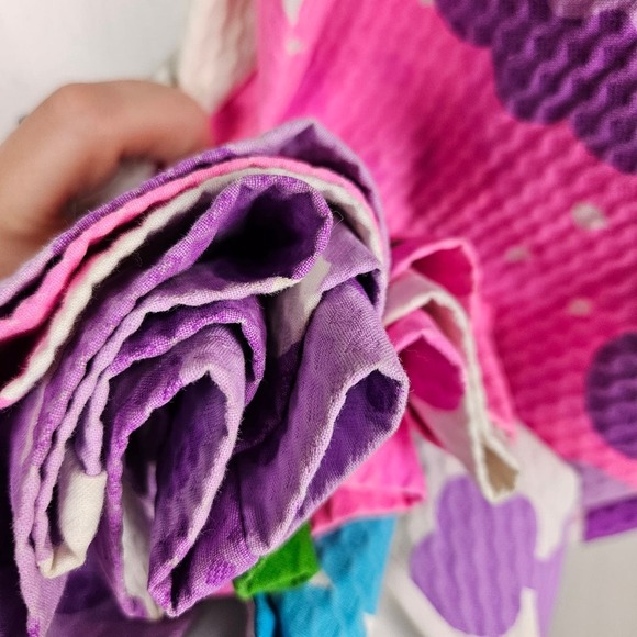 Vintage Floral Maxi Dress 18 10/12 Textured Cotton Pink Blue Purple White - Picture 8 of 15